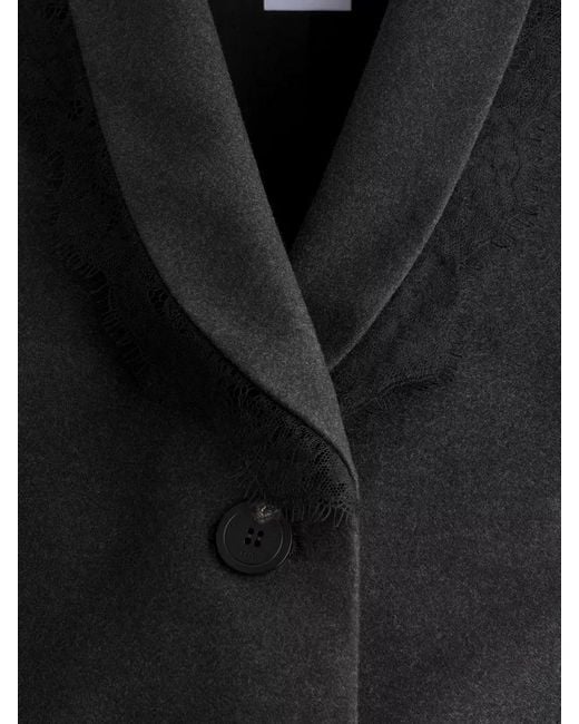 Dior Black Tailored Jacket Lace Trim Notched Lapel
