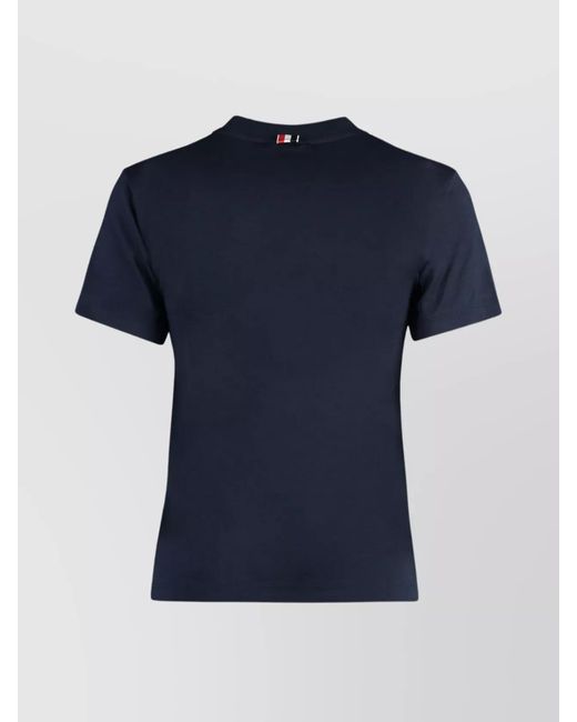 Thom Browne Blue Ribbed Collar Crew-Neck T-Shirt