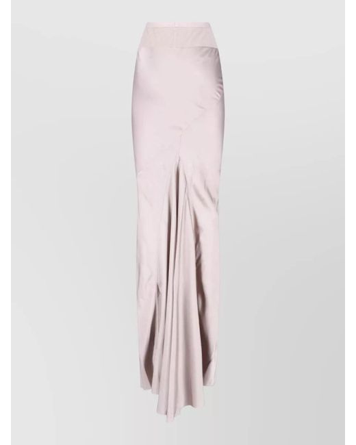 Rick Owens Pink High Waist Midi Skirt Side Slit