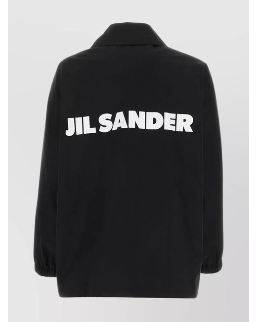 Jil Sander Black Cotton Logo-Print Shirt Jacket