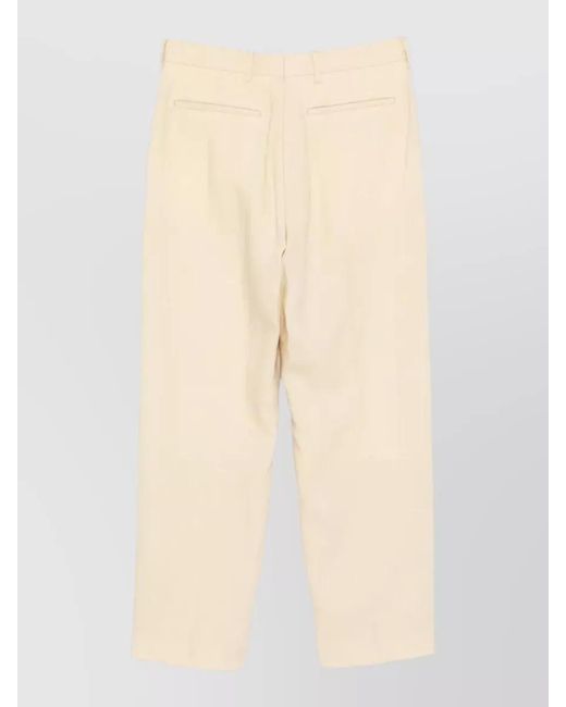 Paul Smith Natural Linen Trousers Front Pleats Belt Loops Back Pockets for men