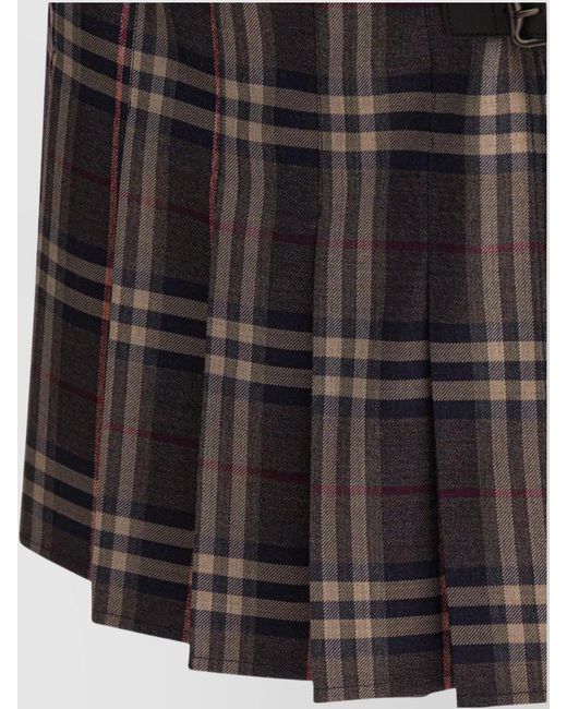 Burberry Black Wool Checked Pleated Mini Skirt