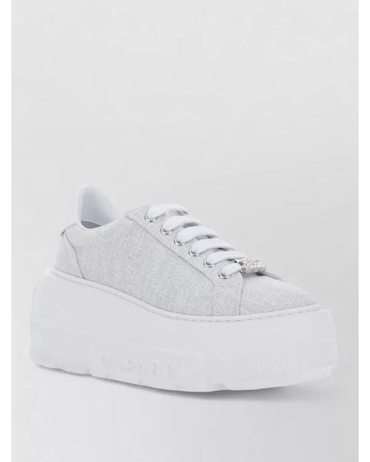 Casadei White Embellished Low-Top Sneakers