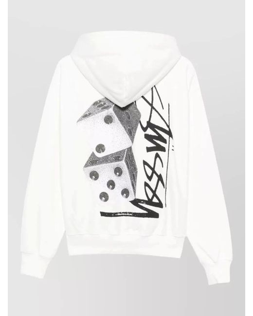 Stussy White Hoodie Hooded Design Graphic Print Ribbed Cuffs Hem for men
