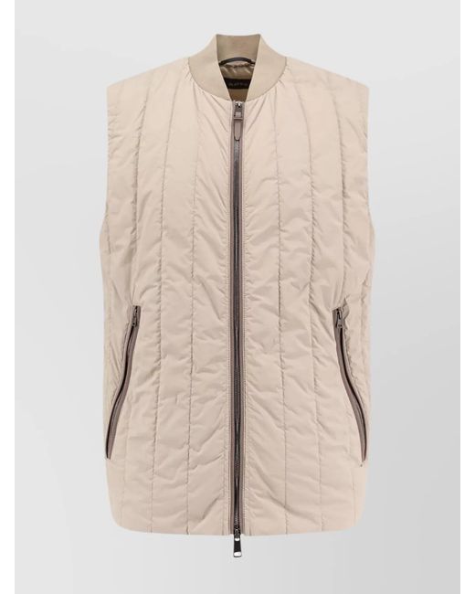 Boss Natural Quilted Sleeveless Jacket Zip Pockets for men