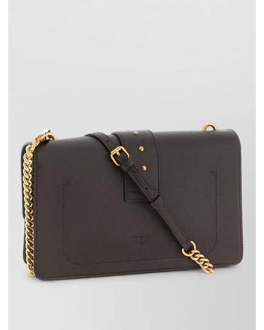 Pinko Black Love Bag One Calfskin Leather Clutch Bag