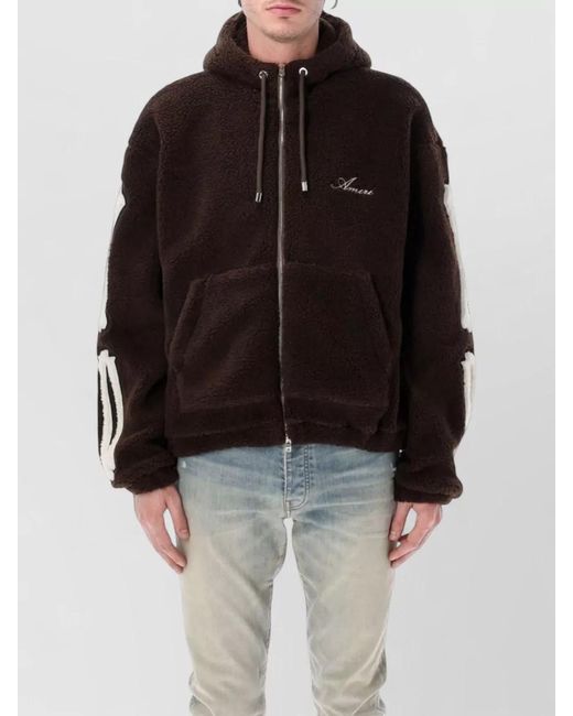 Amiri Black Bones Motif Fleece Hooded Zip Jacket for men