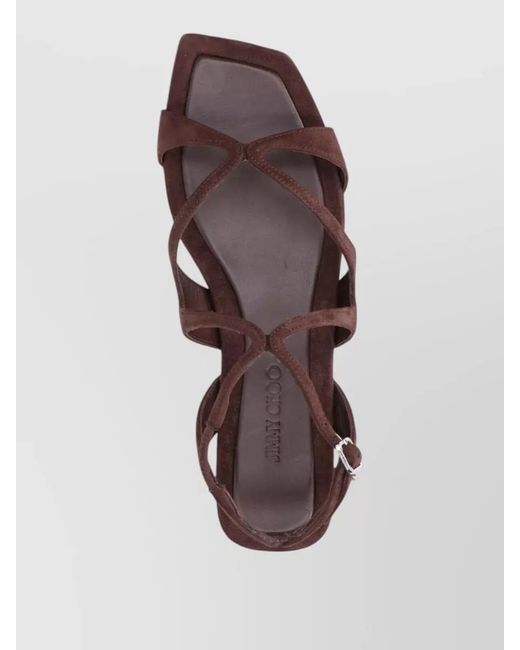 Jimmy Choo Multicolor Sandals Open Front Flat Sole Square Shape