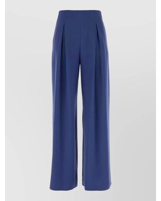 Max Mara Blue Silk Wide-Leg Trousers