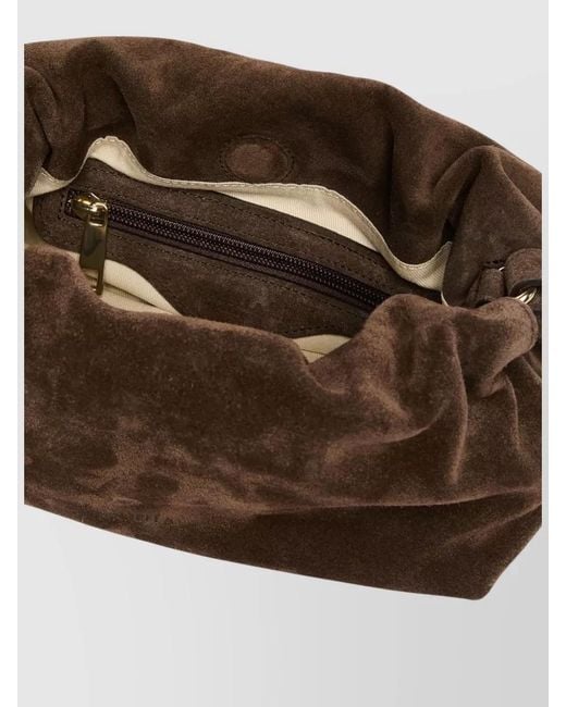Marella Brown Suede Shoulder Bag Adjustable Strap Hardware