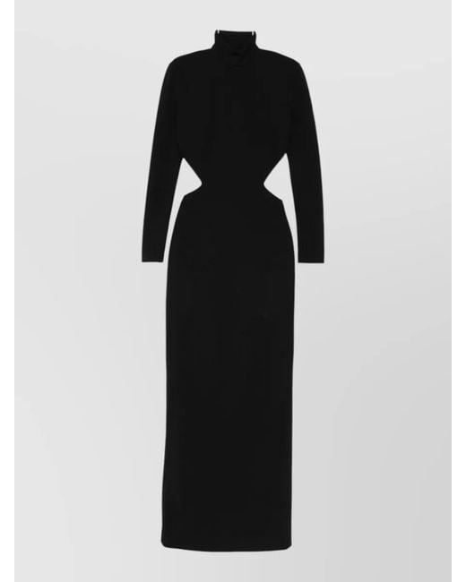 Solace London Black Maxi Dress High Slit Backless Cutout