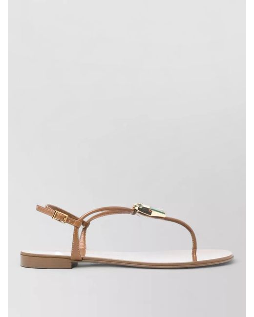 Giuseppe Zanotti Natural Atlantide Thong Sandals Ankle Strap Gemstones
