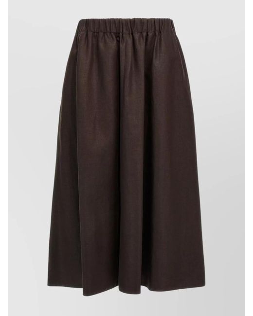 Brunello Cucinelli Brown Flared A-Line Midi Skirt
