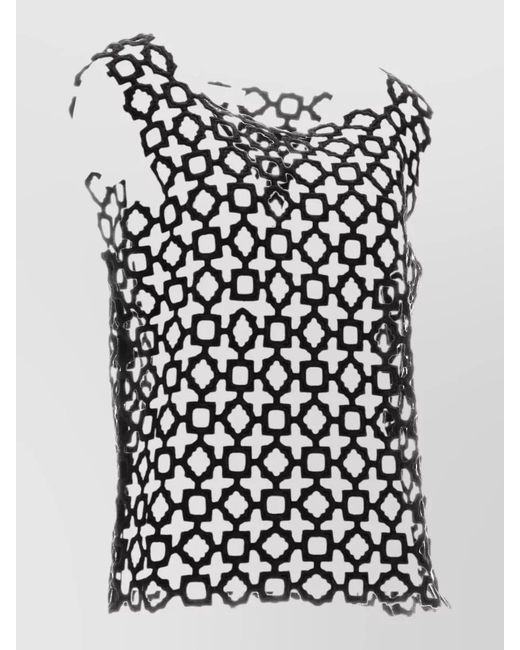Niccolò Pasqualetti Black Carta Tank Top Geometric Lace Embroidery