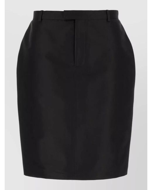 Gucci Black Tailored Faille Skirt Belt Loops Slits