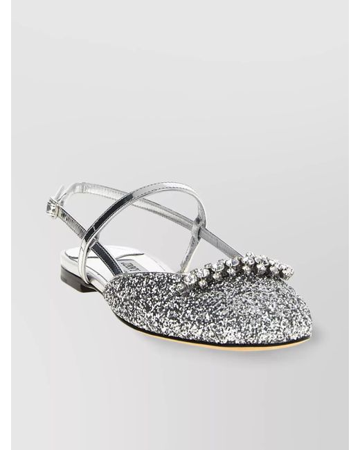Jimmy Choo Metallic Crystal-Embellished Ballerina Shoes