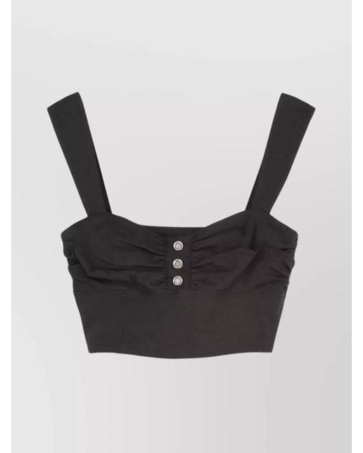 Pinko Black Journey Cropped Button Detail Top