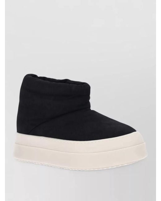 Rick Owens Black Ankle Height Sneakers Soft Fabric Round Shape