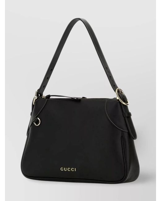 Gucci Black Gg Enblem Medium Leather Shoulder Bag