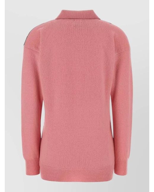 J.W. Anderson Pink Wool Polo Shirt Argyle Pattern Collar