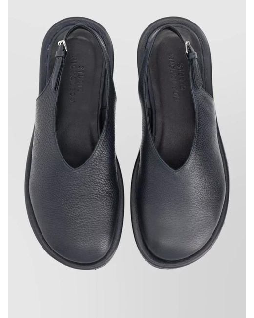 Studio Nicholson Gray Textured Leather Sandals Open Toe Slingback