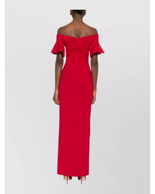 Solace London Red Cielo Maxi Dress Off Shoulder Ruffle