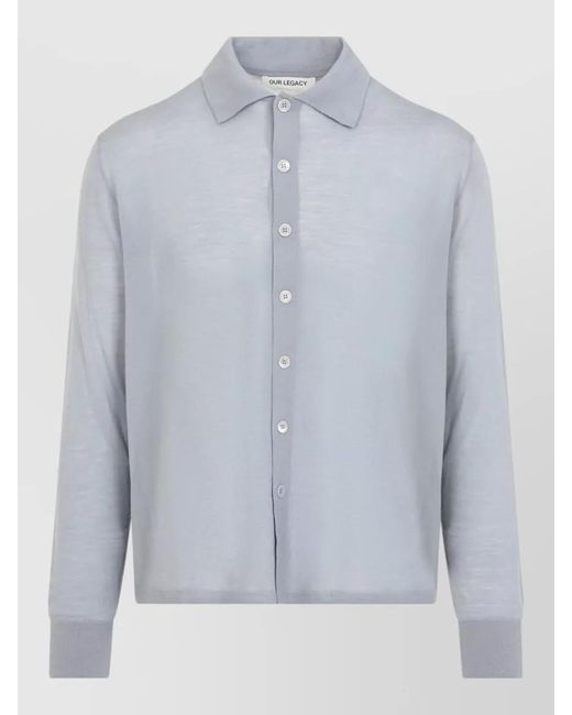 Our Legacy Blue Merino Wool Relaxed-Fit Cardigan for men