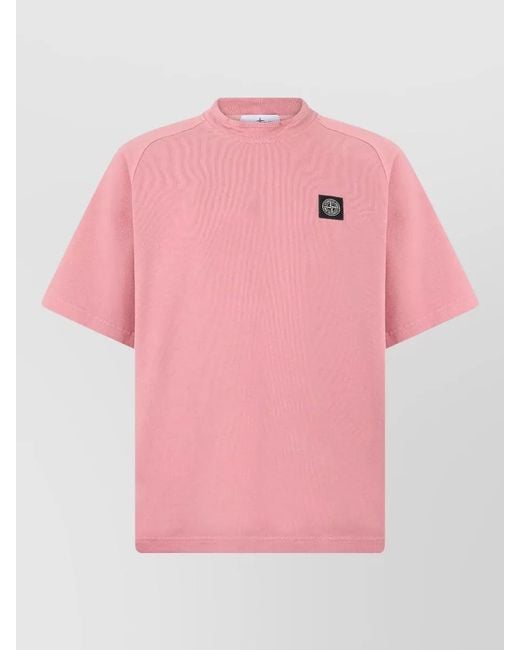 Stone Island Pink Oversized Cotton Short-Sleeve T-Shirt for men