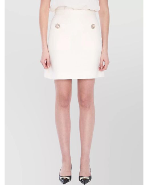 Valentino Garavani White Silk Wool A-Line Mini Skirt