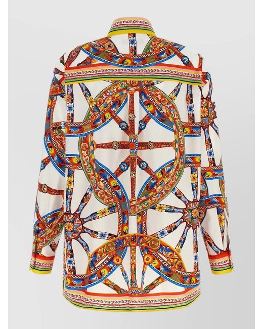 Dolce & Gabbana Multicolor Carretto Print Long Sleeve Collared Shirt