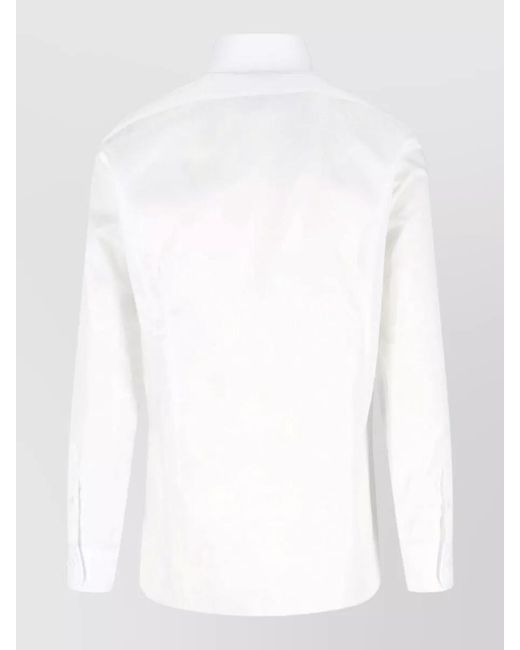 Barba Napoli White Casual Shirt Button Down Collar Long Sleeves for men