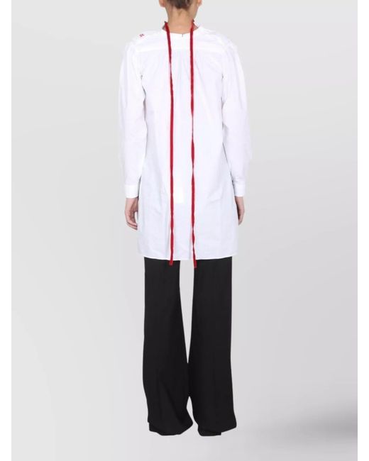 Raf Simons White Cotton V-Neck Shirt