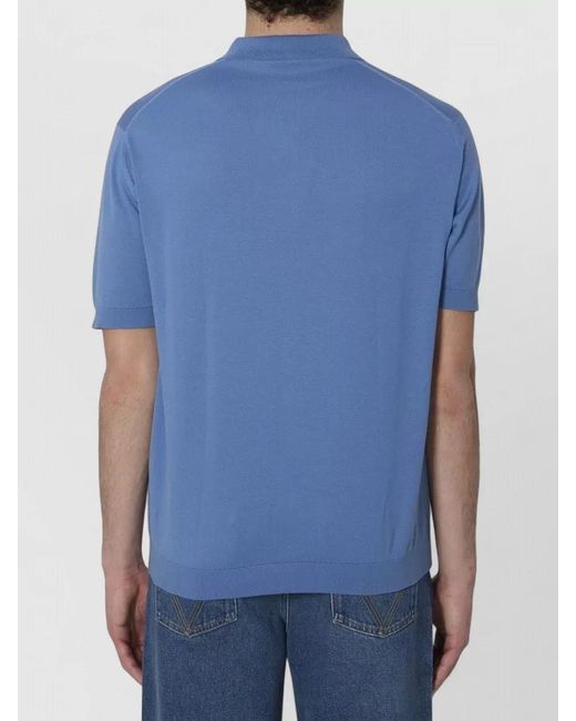 John Smedley Blue Adrian Sea Island Spread Collar Polo for men