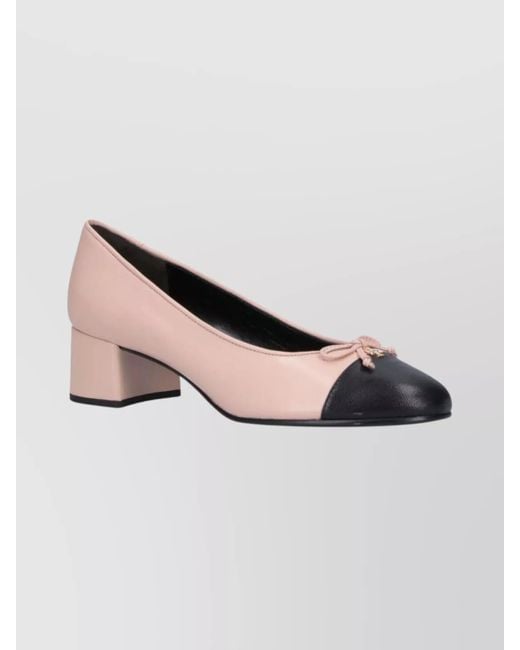 Tory Burch Pink Two-Tone Block Heel Pumps Bow Detail