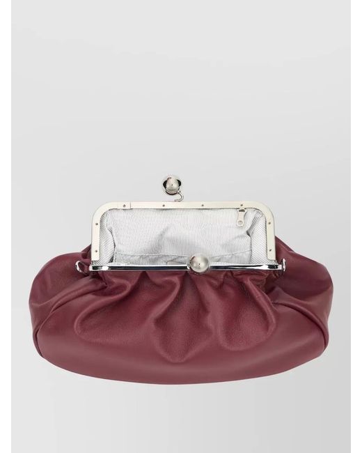 Weekend by Maxmara Purple Clutch Bag Metal Frame Chain Shoulder Strap
