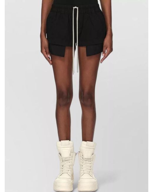 Rick Owens Black Cotton Asymmetric Boxer Shorts