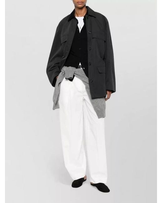 Totême Black Cotton Blend Jacket Drawstring Waist Pockets