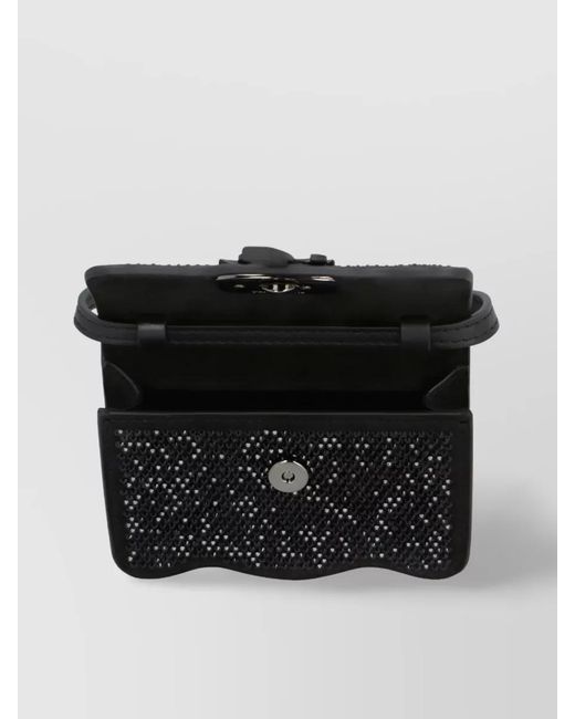 Palm Angels Black Palm Micro Leather Crystal-Embellished Crossbody Bag