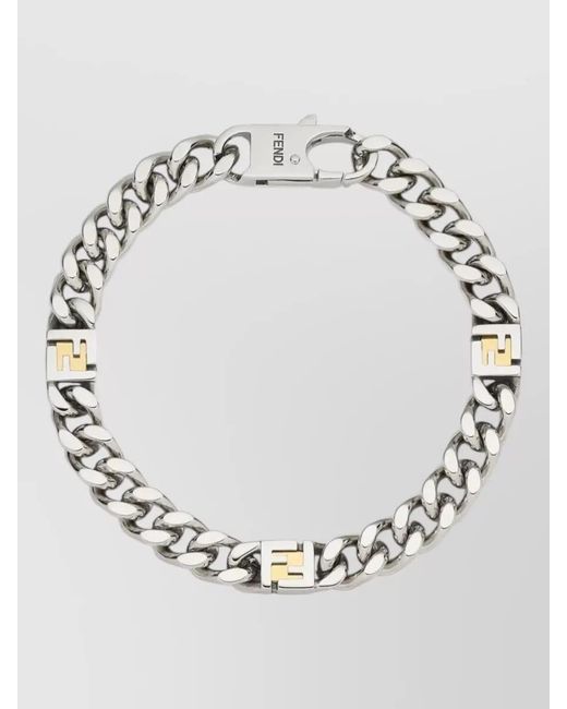 Fendi Metallic Ff Cube Bracelet Chain Link Design for men