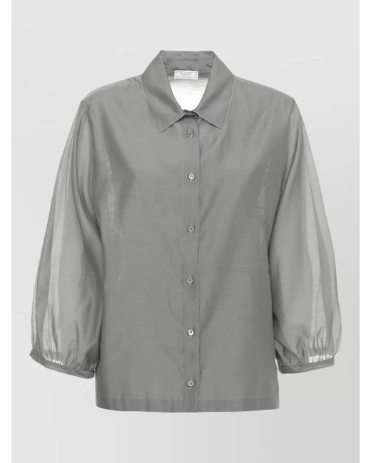 Peserico Gray Tailored Set Collar Light Point Accents