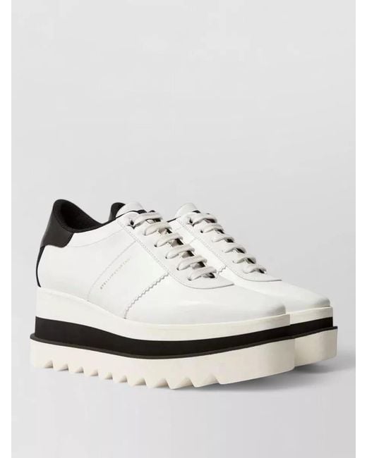Stella McCartney White Platform Sneakers Round Toe Ribbed Sole