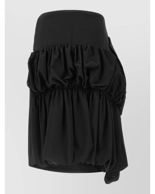 Comme des Garçons Black Wool Asymmetric Draped Skirt