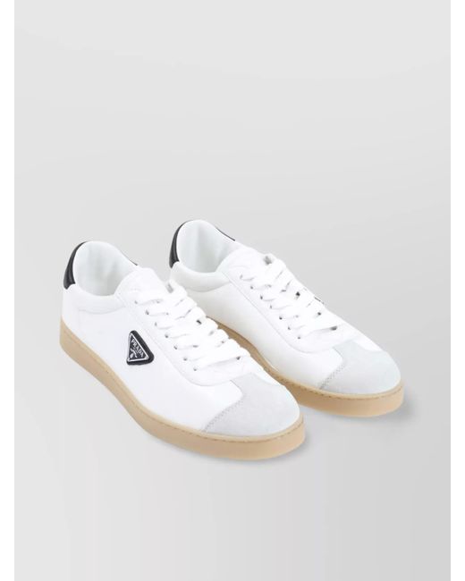 Prada Metallic Leather Low-Top Sneakers for men