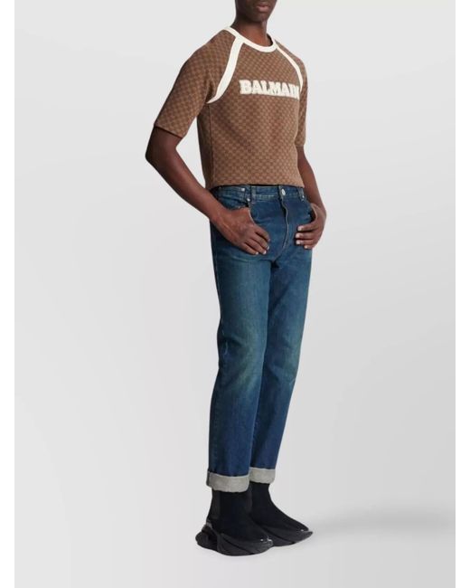 Balmain Blue Denim Vintage Straight-Leg Jeans for men