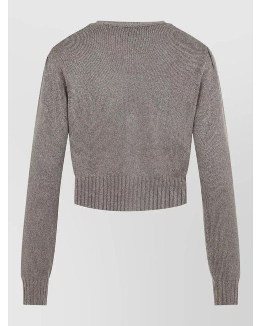 Ralph Lauren Gray Cropped Cashmere Cardigan Long Sleeve V Neck