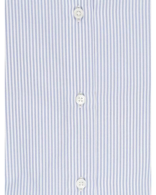 Fay Blue Striped Cotton Long-Sleeve Shirt for men
