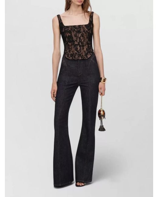 Self-Portrait Black Lace Corset Top Square Neckline Sleeveless