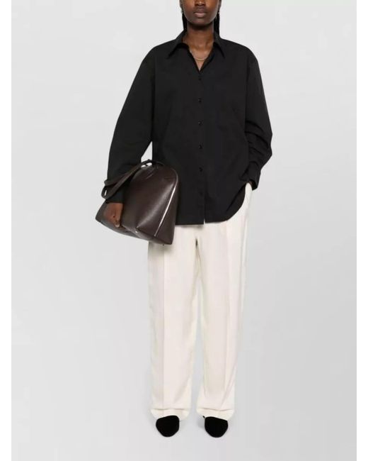 Totême Black Organic Cotton Shirt Long Sleeves Collar