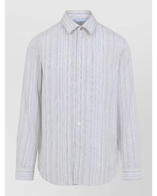 Paul Smith White Cotton Regular-Fit Stripe Shirt for men