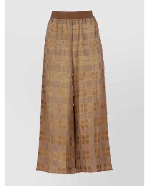Uma Wang Natural Wide Leg Trousers Elastic Waistband